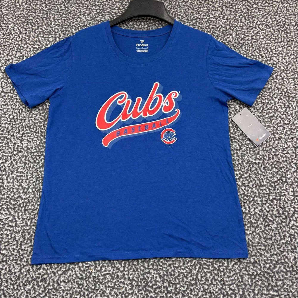 Chicago Cubs Shirt Women Medium Blue Fanatics Short Sleeve‎ Crew Neck New M